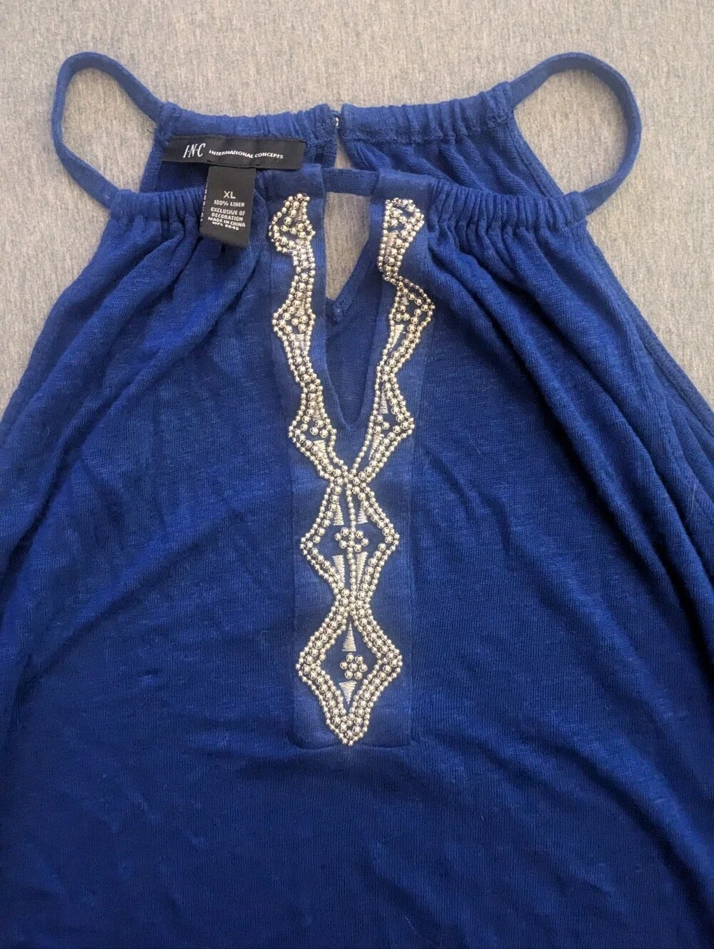 INC International Concepts Royal Blue Beaded Tank.